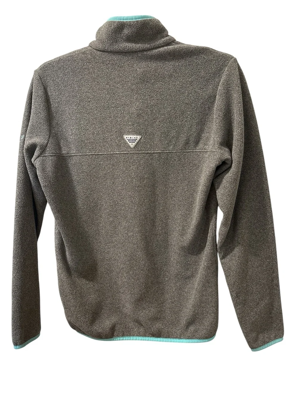 Columbia PFG Snap-Up Fleece Pullover - Grey & Aqua Size Small